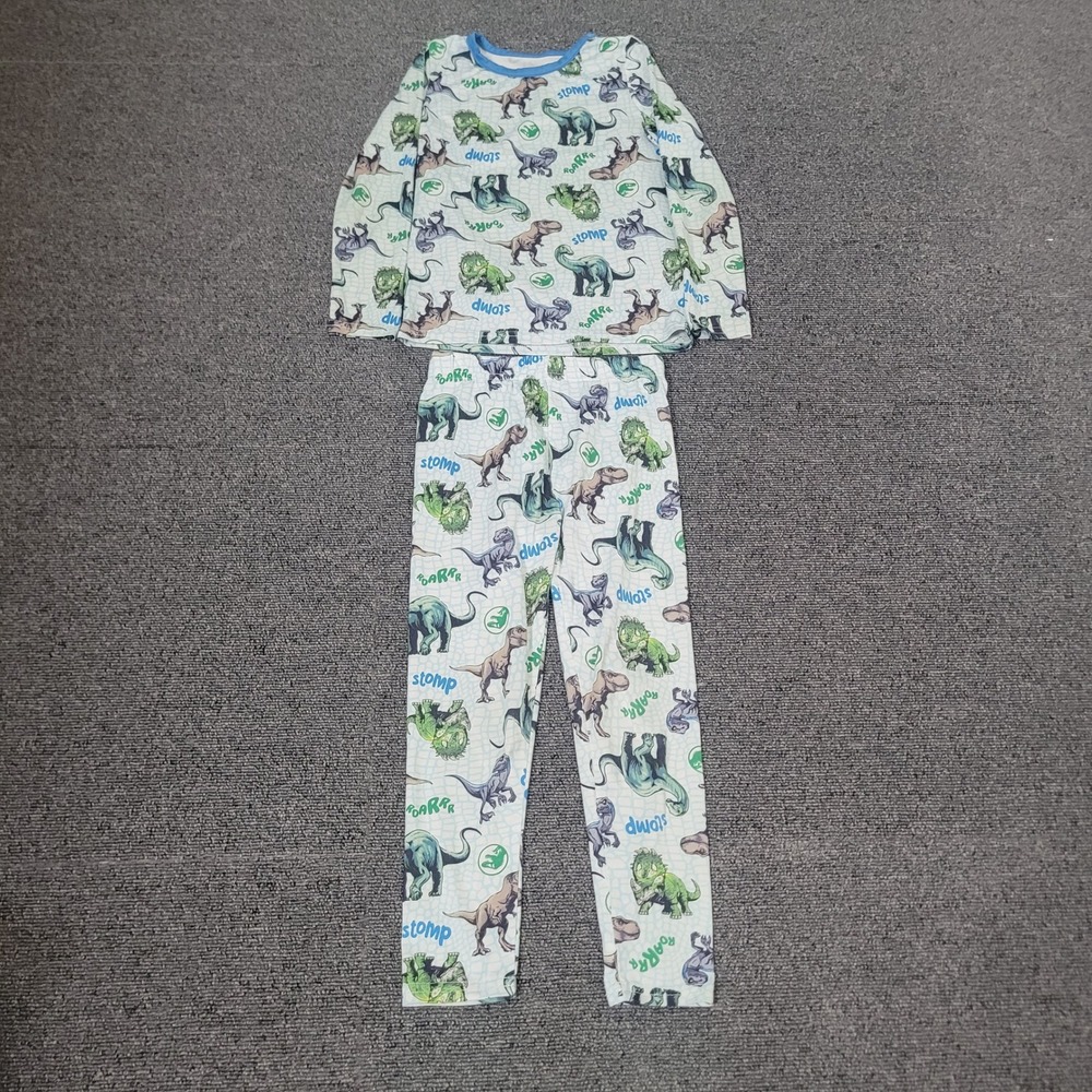 Jurassic World Size 4T Pajama Set Toddler Boys Dinosaur Print Blue White PJs